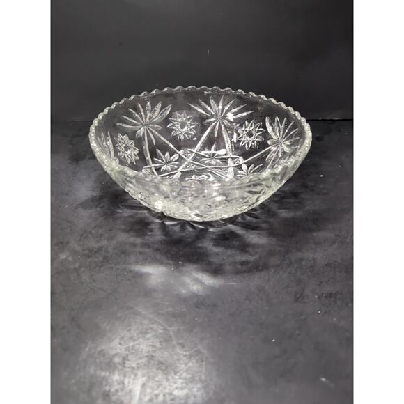 Anchor‎ Hocking Star Glass Bowl Clear Prescut Fruit, Salad, 10.5" Large, Vintage - Picture 1 of 9